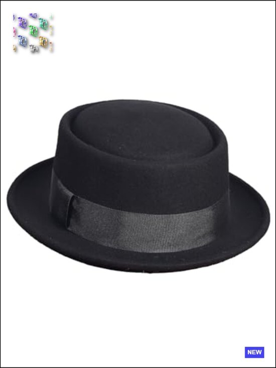 Wool Felt Pork Pie Fedora Hat with Ribbon Bow Dome and Flat Brim Classic Church main image 4